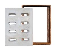 Rejilla Desague Jardin Cuadrada, Tapa Arqueta y Marco, Fibra de Cemento y Acero, Nervaduras de Refuerzo Traseras, Cubierta de Drenaje Empotrada para Patios, Parques y Aceras(40x50x5cm/16x20x2in)