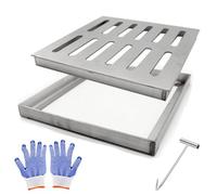 Rejilla Desague Jardin Exterior, Rejilla Desague Terraza de Acero Cuadrado para Pavimento de Entrada de Vehículos Patio de Concreto(35x35cm/14x14in)