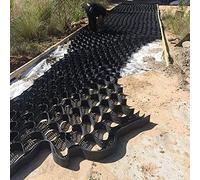 Rejilla estabilizadora de grava duradera de 5,1 cm de alto para entrada, sistema de pavimentación permeable expandible, rejilla de polietileno negro resistente para un soporte eficaz del suelo