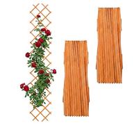 Rejilla Extensible Relaxdays para trepadoras, Juego de 3, 270 x 45 cm, Madera, Montaje en Pared, Naranja