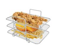 Rejilla for freidora de aire compatible con Ninja Air Fryer, cesta doble de tres niveles, accesorios for freidora de aire, rejilla deshidratadora de acero inoxidable 304, rejilla for tostadas