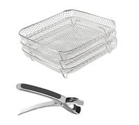 Rejilla for hornear apilable de 3 capas for freidora de aire cuadrada de 8 pulgadas, compatible con Philips, compatible con COSORI，compatible con Ninja Foodi.(Rack and clip)