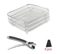 Rejilla for hornear apilable de 3 capas for freidora de aire cuadrada de 8 pulgadas, compatible con Philips, compatible con COSORI,compatible con Ninja Foodi.(Set)