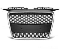 Rejilla frontal compatible con Audi A3 tipo RS 2005 2006 2007 2008 Sportback 3 puertas 5 puertas Rejilla central delantera deportiva GV-31 de malla tipo panal color plateado deportivo