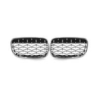 Rejilla frontal línea Para X5 E70 Para X6 E71 2007-2014 Rejillas Parachoques Delantero Completamente Negras Estilo Diamantes Plateados Cromados Listones Dobles Parrilla