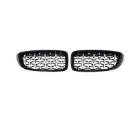 Rejilla Frontal Parrilla Delantera Forma Diamante Parrilla Riñón Capilla Para 4 Serie 2013-2017 Rejillas Parachoques Delantero(Black silver)