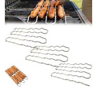 Rejilla giratoria para salchichas, herramienta para barbacoa de acero inoxidable con giro de 360°, ahorra espacio y calienta de manera uniforme, gadget para barbacoas al aire libre (3pcs)