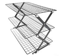 Rejilla Hornear Colapsable 3 Pisos Ahorro Espacio Negra | para acero para robusto, 3 niveles ajustables, 45x28cm, para ideal galletas pasteles, plegable