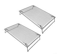 Rejilla Horno Antiadherente para Hornear y Asar(2Pcs) | para acero carbono para robusto, patas plegables, flujo aire optimizado, para fácil , para ideal hornear