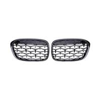 Rejilla Malla Parrilla delantera de riñón de diamante para X1 F48 F49 2016 2017 2018 2019, estilo Meteor. Racing Grill(Negro brillante)