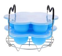 Rejilla para Cocinar Huevos al Vapor con 7 Orificios, Azul | Silicona y Metal, Diseño Compacto y Estable, Fácil de Limpiar, Bandeja Reutilizable para Refrigerador