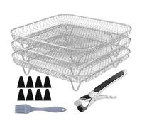 Rejilla para Freidora de Aire,Rejilla para Beicon de Freidora de Aire de 20 cm | Juego de 13 Piezas de Bandejas de Secado Apilables Antiadherentes de Acero Inoxidable para Cocinar Horno