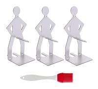 Rejilla para Salchichas para Barbacoa De 3 Piezas Y Cepillo para Aceite De 1 Pieza, Parrilla De Acero Inoxidable, Parrilla Creativa, Accesorios para Hornear, Cepillo De Silicona