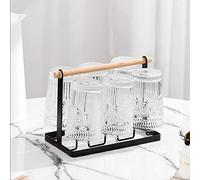 Rejilla para Secar Tazas con 6 Ganchos, de Madera Duradero, Organizador de Tazas que Ahorra Espacio para la Oficina en Casa, Arte del Hierro Galvanizado, 13x23,5x18,5 Cm (Bronce)