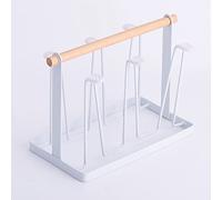 Rejilla para Secar Tazas con 6 Ganchos, Organizadores de Tazas con de Madera que Ahorran Espacio para la Oficina en Casa, Arte de Hierro Galvanizado Duradero, 13x23,5x18,5 Cm (WHITE)
