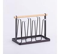 Rejilla para Secar Tazas con 6 Ganchos, Organizadores de Tazas con de Madera que Ahorran Espacio para la Oficina en Casa, Arte de Hierro Galvanizado Duradero, 13x23,5x18,5 Cm (Bronce)