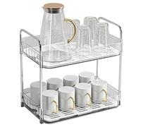 Rejilla para Secar Tazas con Diseño Transparente y Gran Capacidad para Almacenamiento en la Encimera de la Cocina, Material Plástico Duradero y Fácil Instalación (Blanco Doble Capa)