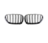 Rejilla Parachoques Central Delantero Parrilla Carreras Tipo Riñón Para Serie 7 F01 F02 2009-2015 1 Par Doble Línea Color Plata Brillante(Negro plata)