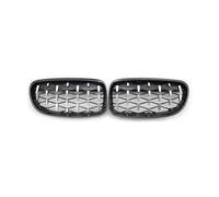 Rejilla Parachoques Delantera Parrillas diamante para E90, E91, 318i, 320i, 325i 328i, parrillas riñón para parachoques delantero, de carreras, 2009-2012(Negro plata)