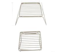 Rejilla portátil de acero inoxidable para cocinar fogata con estructura plegable y ajustes de altura dual (S)