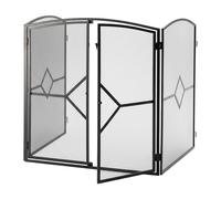 Rejilla Protectora Relaxdays, Chimenea con Puerta, 80 x 71 x 61 cm, protección contra chispas, Hierro, Negro