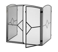 Rejilla Protectora Relaxdays, Chimenea con Puerta, 80 x 71 x 61 cm, protección contra chispas, Hierro, Negro