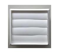 REJILLA PVC EMPOTRAR TUBO DIAM.120 CON LAMAS MOVILES (G) | 16,5 x 18,5 cm · Encastre 7,5 x 15 cm · Paso de aire 0-97 cm² · Lamas regulables · Blanca · Interior