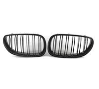 Rejilla radiador Par Parrillas Delanteras Fibra Carbono Para Parrilla Doble Listón Para E60 E61 5 Series 2003-2010(Negro brillante)