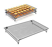 Rejilla Rectangular para repostería, Refrigeración Apilable Rejilla Antiadherente Para Hornear, Bandeja Para Parrilla Para Galletas, Pizza, Pan, Pasteles, Asar, Asar Y Secar(Negro)