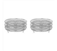 Rejilla redonda de acero inoxidable de 8 pulgadas y 3 capas para freidora de aire