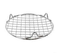 Rejilla redonda de acero inoxidable para barbacoa con patas, bandeja de red para barbacoa al aire libre con soldadura precisa y fácil de limpiar para uso doméstico (15 cm)