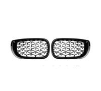 Rejillas De Carreras Riñón Delanteras Estilo Línea Única Brillante Serie 3 Para E46 325i 4 Puertas 2002 2003 2004 Parrillas Superiores Diamantes Parachoques Delantero(Diamond-Chrome Black)