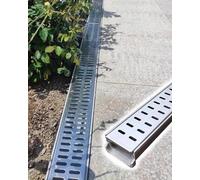 Rejillas de drenaje de jardín duraderas: canaleta de acero inoxidable for la gestión del agua de lluvia(60cmx10cmx10cm 5 Pack)