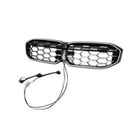 Rejillas Delantera Grill Parrilla Delantera Superior De Carreras Con Luz LED Y Orificio Para Cámara Para Serie 3 G20 2023-2024(Silver-Style C)
