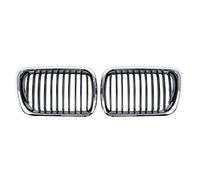 Rejillas Delanteras Para Capó RiñóN Compatible 2PCS Marco de plata Negro Frente Ridney Parrillas Grill Parrilla Cubierta uso adecuado para BMW E36 3 -Series (318i 320i 323i 325i) / M3 4 Puertas 1997-1