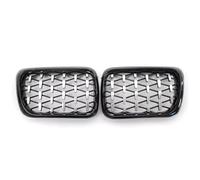 Rejillas Frontales De Radiador Parrilla Delantera ABS Para Coche Serie 3 E36 1997-1999 Color Plateado 51138195152 51138195151 Coche Rejilla Marco(Silver Black)