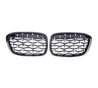 Rejillas Frontales para X1 F48 F49 2016-2019 Parrillas Delanteras Diamante Automóvil Parrilla Carreras Parrilla Riñón Decorativa(Black Silver)