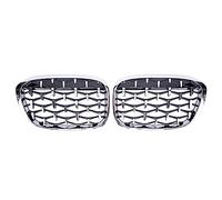 Rejillas Frontales para X1 F48 F49 2016-2019 Parrillas Delanteras Diamante Automóvil Parrilla Carreras Parrilla Riñón Decorativa(Plata)