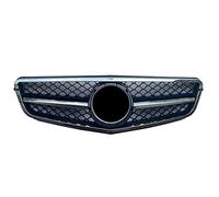 Rejillas Frontales Parrilla Delantera Coche para Benz Clase C W204 C180 C200 C300 C350 2008-2014 Parrilla Parachoques Carreras Decorativa(Black Silver)