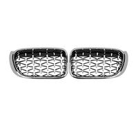 Rejillas Frontales Parrillas Carreras Parrilla Delantera Riñón Coche para X3 X4 F25 F26 2014-2017 Decorativa(Plata)