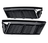 Rejillas Frontales Radiador 2x Luz Antiniebla Delantera Coche Cubierta Rejilla Lámpara Antiniebla Parrilla Cromada Plateada/negra Para Para A4 Para B9 2016-2018 Rejilla Delantera(La plata del cromo)