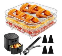Rejillas Para Freidora De Aire, Freidora De Aire Rejillas Apilable, Rejilla Air Fryer Cuadrada, Rejillas Deshidratadoras Apilables De 3, Rejilla Air Fryer para Barbacoa, freidora de aire