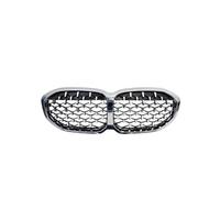 Rejillas Parachoques Delantero Parrilla Delantera Tipo Riñón Diamante ABS 2 Piezas Estilo Meteorito Para Serie 1 F40 2020-IN Rejilla Frontal(Plata)