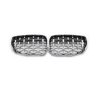 Rejillas Parachoques Delantero Parrillas Delanteras Tipo Riñón Con Diseño Diamante Meteor Para Serie 1 E81 E82 E87 E88 Para LCI 2007-2013 Carreras Rejilla Frontal(Cromo)