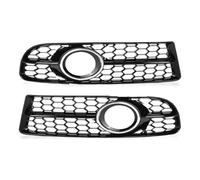 Rejillas radiador delanteras coche Para A4 Para B7 Para S4 Para B7 Para A4 Para S-Line 2005-2008 Cubiertas Rejilla Antiniebla Malla 1 Par Rejilla Delantera Coche(Chrome Silver)