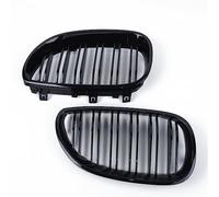Rejillas rejilla 1 Par Rejilla Frontal Riñón Negra Brillante Rejilla Doble Línea Doble Listón Para E60 E61 5 Series 2003-2010 Accesorios Coche Golpe