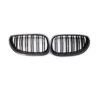 Rejillas rejilla 2 Uds Parachoques Delantero Negro Doble Listón Coche Parrilla Carreras Rejilla Riñón 2x ABS Fibra Carbono Para E60 E61 5 Series Para M5 2004-2010