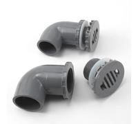 REJNHO 1 conector de desagüe de PVC resistente de 90 grados para acuarios, 20-50 mm, plateado/blanco/azul (plata, 25 mm)