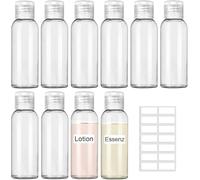 REJOECE 15 Piezas Botes Viaje Rellenables 50ml Botes de Viaje Avion, Botellas de Viaje, Envases para Viajar en Avion, Botellas de Plástico para Rellenar, Cosmético, Perfumes