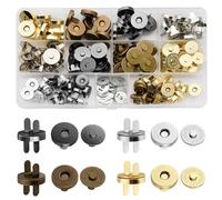 REJOECE 64 Piezas Botones Magnéticos Imanes para Bolsos,14mm/18mm Broches de Iman,Botones de Costura,Cierres de Botón para Ropa Bolsos Equipaje Manualidades de Bricolaje
